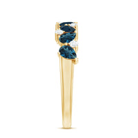 Pear Shape London Blue Topaz Half Eternity Band with Lab Made Diamond