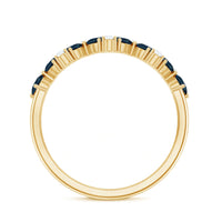 Pear Shape London Blue Topaz Half Eternity Band with Lab Made Diamond
