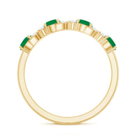 Natural emerald diamond half eternity ring by Rosec Jewels featuring alternating emerald and diamond stones with certificate.