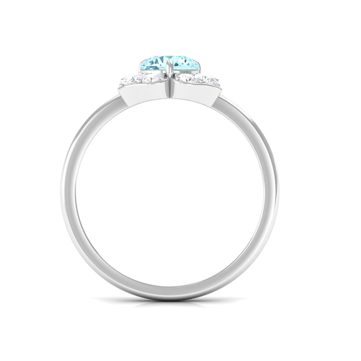 Rosec Jewels aquamarine and diamond flower engagement ring with round aquamarine gemstone and sparkling diamonds, certificate included.