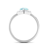 Rosec Jewels aquamarine and diamond flower engagement ring with round aquamarine gemstone and sparkling diamonds, certificate included.