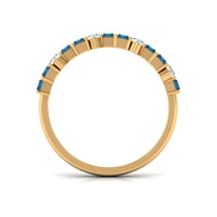 Baguette London Blue Topaz Uneven Eternity Ring with Diamond