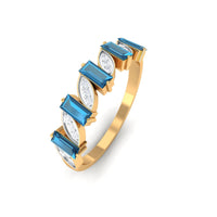 Baguette London Blue Topaz and Diamond Designer Eternity Band