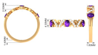 Natural oval amethyst half eternity ring with diamonds from Rosec Jewels, showcasing the sparkling gemstones and elegant design.