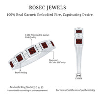 Certified Natural Garnet Diamond Half Eternity Anniversary Ring