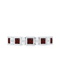 Certified Natural Garnet Diamond Half Eternity Anniversary Ring