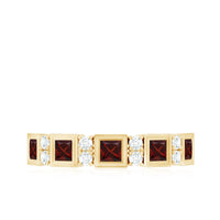Certified Natural Garnet Diamond Half Eternity Anniversary Ring