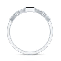 Genuine Black Onyx and Diamond Half Eternity Wedding Band