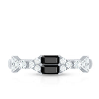 Genuine Black Onyx and Diamond Half Eternity Wedding Band