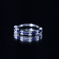 Blue Sapphire and Diamond Half Eternity Ring