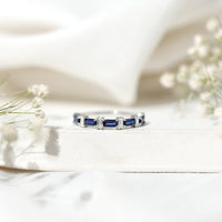 Blue Sapphire and Diamond Half Eternity Ring
