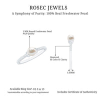 Cultured 2 Carat Freshwater Pearl Diamond Promise Ring with Celtic Knot