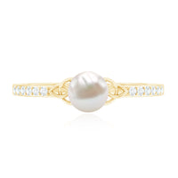 Cultured 2 Carat Freshwater Pearl Diamond Promise Ring with Celtic Knot