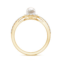 Cultured Freshwater Pearl 2 Carat Engagement Ring with Diamond Halo