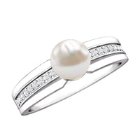 2 Carat Freshwater Pearl Engagement Ring with Diamond for Women