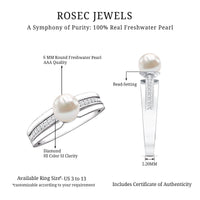 2 Carat Freshwater Pearl Engagement Ring with Diamond for Women