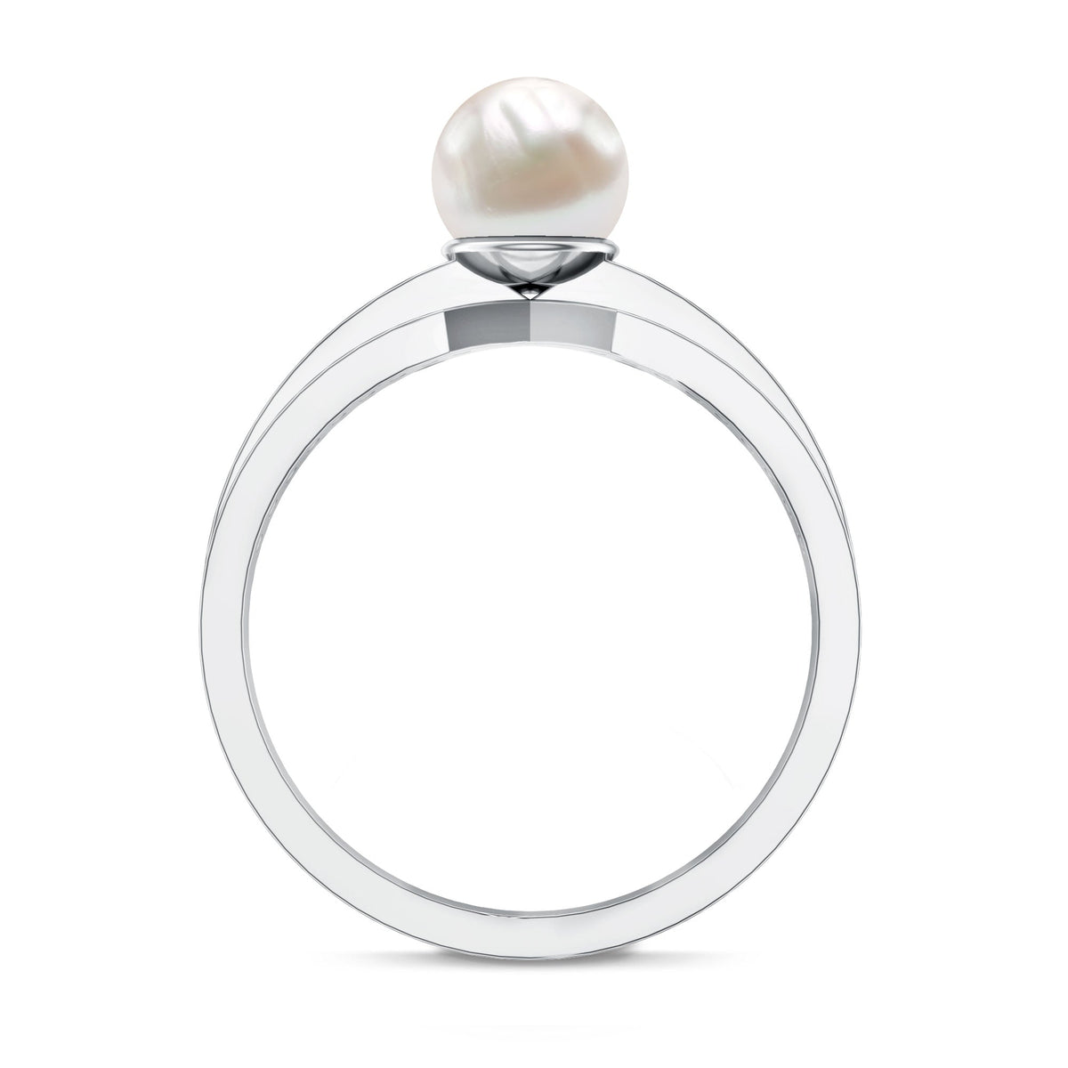 2 Carat Freshwater Pearl Engagement Ring with Diamond for Women