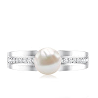 2 Carat Freshwater Pearl Engagement Ring with Diamond for Women