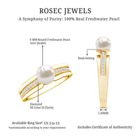 2 Carat Freshwater Pearl Engagement Ring with Diamond for Women