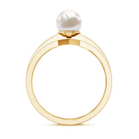 2 Carat Freshwater Pearl Engagement Ring with Diamond for Women