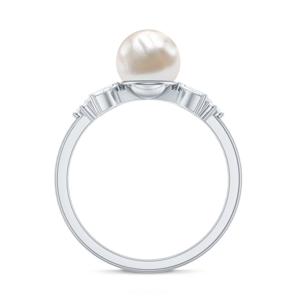Nature-inspired 3-carat freshwater pearl engagement ring with diamonds by Rosec Jewels, featuring intricate floral design.