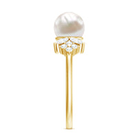 Nature-inspired 3-carat freshwater pearl engagement ring with diamond accents, crafted by Rosec Jewels.