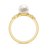 Rosec Jewels freshwater pearl engagement ring with a 3-carat pearl, accented by sparkling diamonds, set in a elegant ring design.