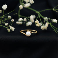 2 Carat Solitaire Freshwater White Pearl Bypass Engagement Ring for Women