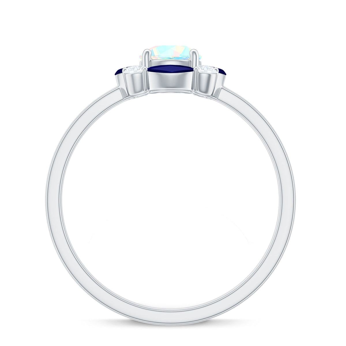 Natural Ethiopian opal and sapphire designer ring by Rosec Jewels featuring vibrant gemstones and intricate metalwork.