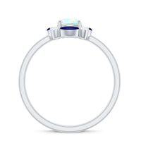 Natural Ethiopian opal and sapphire designer ring by Rosec Jewels featuring vibrant gemstones and intricate metalwork.