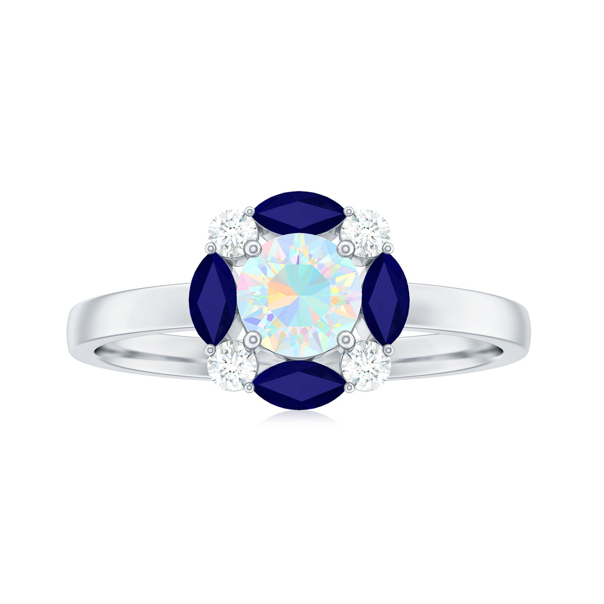 Natural Ethiopian opal and sapphire designer ring featuring vibrant gemstones set in an elegant ring design.