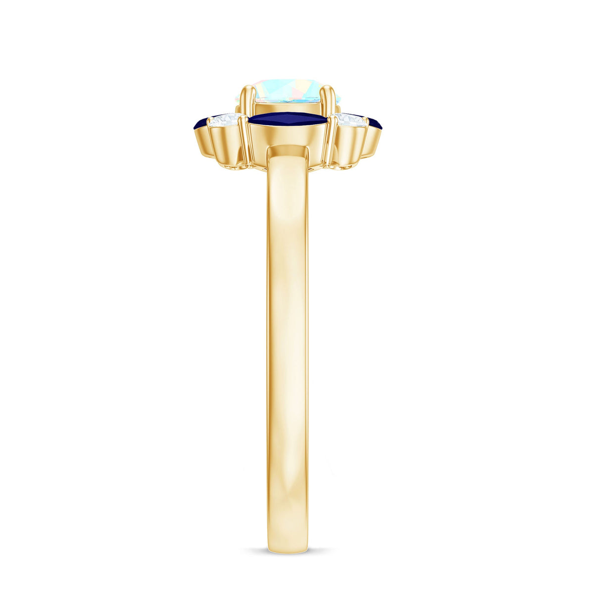 Natural Ethiopian opal and sapphire designer ring showcasing vibrant gemstones set in a elegant ring by Rosec Jewels.