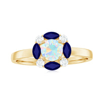 Natural Ethiopian Opal and Sapphire designer ring featuring vibrant gemstones set in a elegant ring from Rosec Jewels.