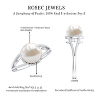 8 Carat Freshwater Pearl Solitaire Engagement Ring in Split Shank