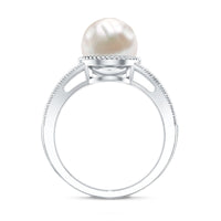 8 Carat Freshwater Pearl Solitaire Engagement Ring in Split Shank