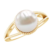 8 Carat Freshwater Pearl Solitaire Engagement Ring in Split Shank