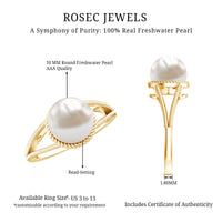 8 Carat Freshwater Pearl Solitaire Engagement Ring in Split Shank