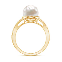 8 Carat Freshwater Pearl Solitaire Engagement Ring in Split Shank