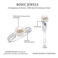 Cultured 3 Carat Freshwater Pearl Engagement Ring with Diamond