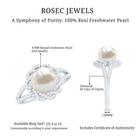 Split Shank Freshwater Pearl and Diamond Braided Statement Ring