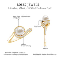 2 Carat Freshwater Pearl Bypass Engagement Ring with Diamond