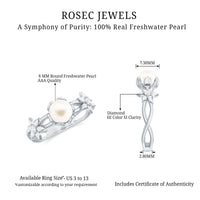 2.2 Carat Freshwater Pearl and Diamond Flower Engagement Ring