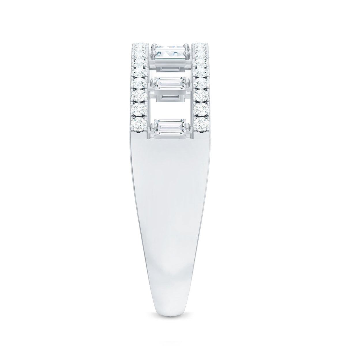 Natural Baguette Diamond Half Eternity Band With Certificate