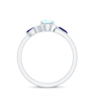 Natural Ethiopian Rainbow Opal Promise Ring with Blue Sapphire