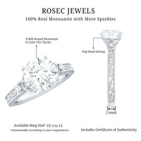 Antique-looking round moissanite Celtic knot engagement ring from Rosec Jewels with intricate Celtic design and sparkling gemstone.