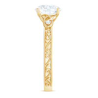 Antique-style round moissanite Celtic knot engagement ring by Rosec Jewels, featuring intricate Celtic design and sparkling center stone.