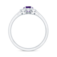 1 Carat Amethyst Designer Engagement Ring with Diamond for Women