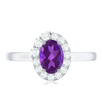 1 Carat Amethyst Designer Engagement Ring with Diamond for Women
