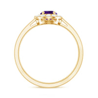 1 Carat Amethyst Designer Engagement Ring with Diamond for Women