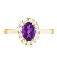 1 Carat Amethyst Designer Engagement Ring with Diamond for Women